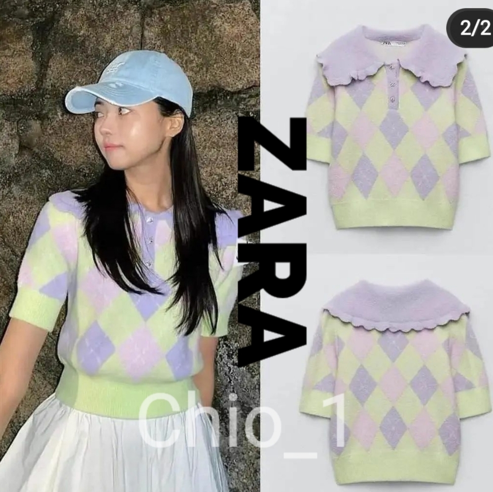 Zara ARGYLE POLO SWEATER Bloggers favorite